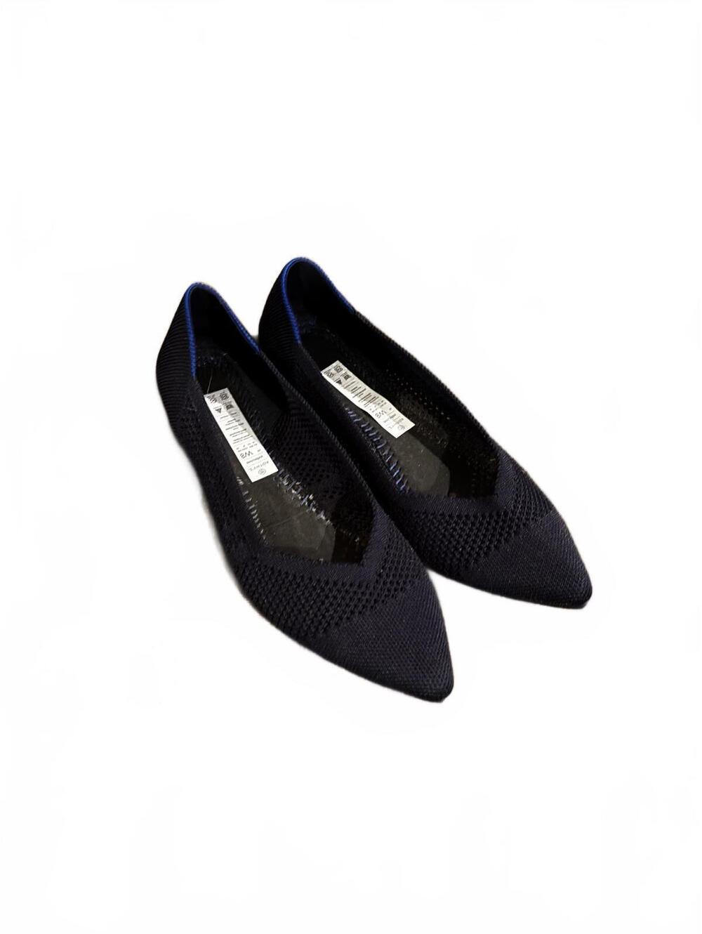 Rothys Black Point Toe Flats Size 8